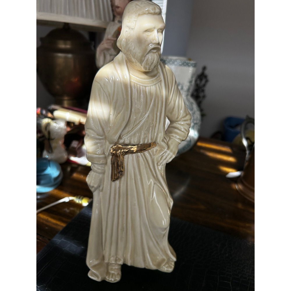 Vintage 1985 Duncan Enterprises Ceramic Biblical Figure Saint Figurine Gold Trim